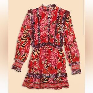 FARM Rio Ruffled Tiered Mini Dress XS
